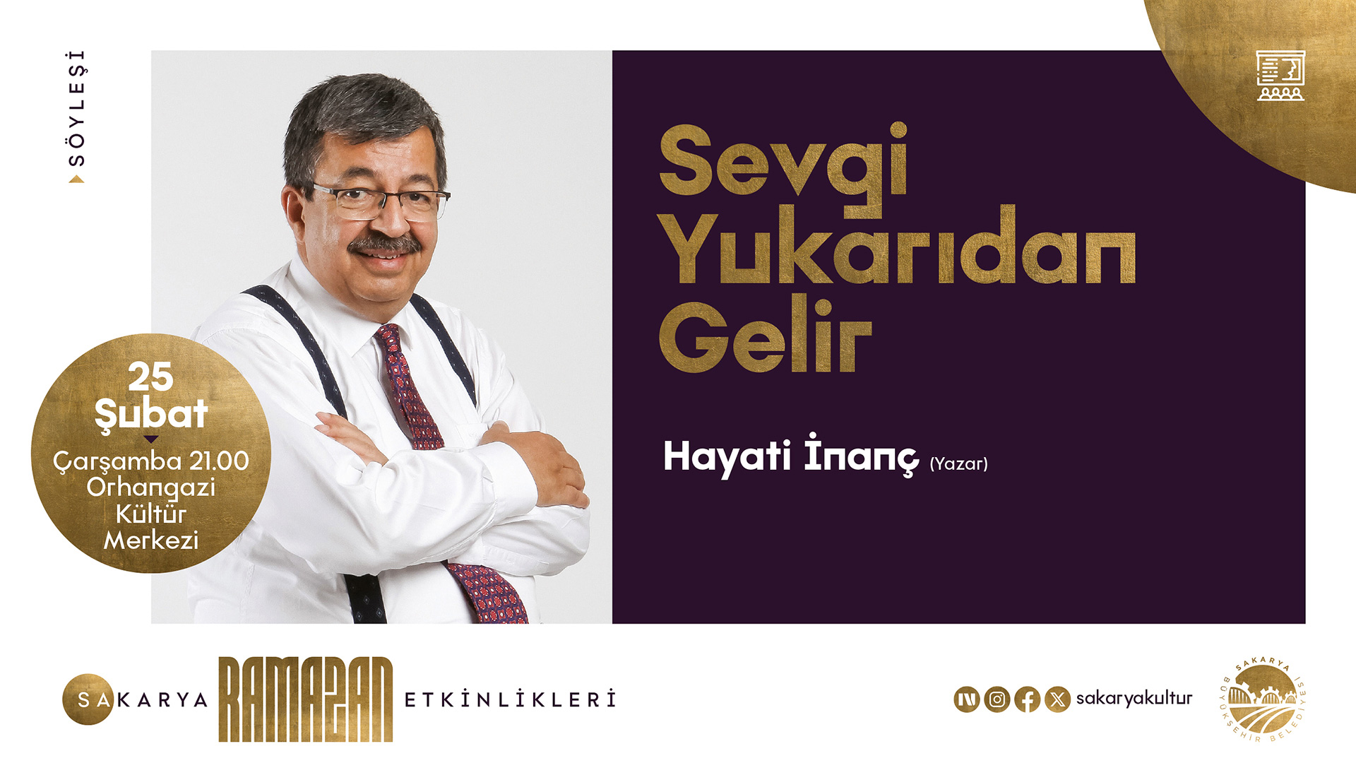 Hayati İnanç, Sakarya'da Ramazan Ayında Kültür ve Tasavvuf Programında Sahne Alacak